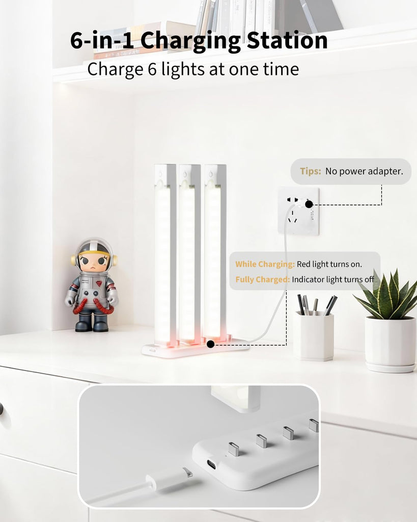 8Inch Under Cabinet Lighting Rechargeable with Charge Station, 12Pack