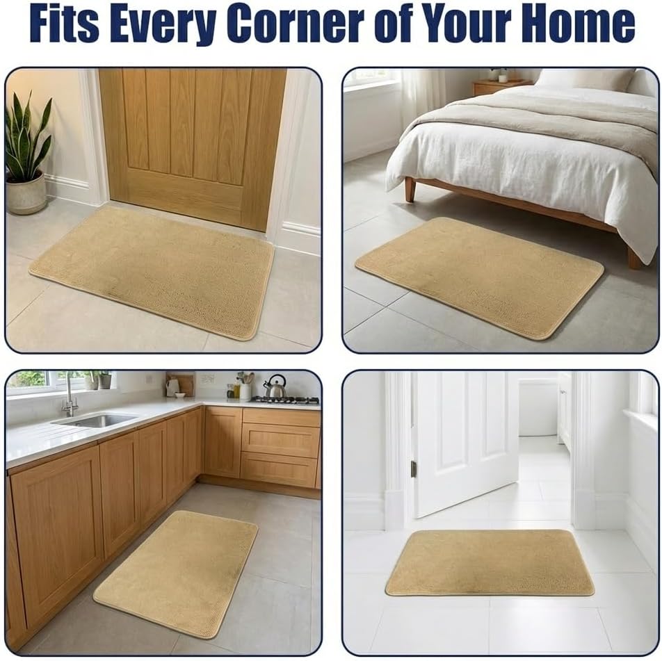 CloudStep Bathroom Rugs, Non Slip Bath Mats , Super Absorbent Memory Foam Chenille, Quick Dry Machine Washable Thick