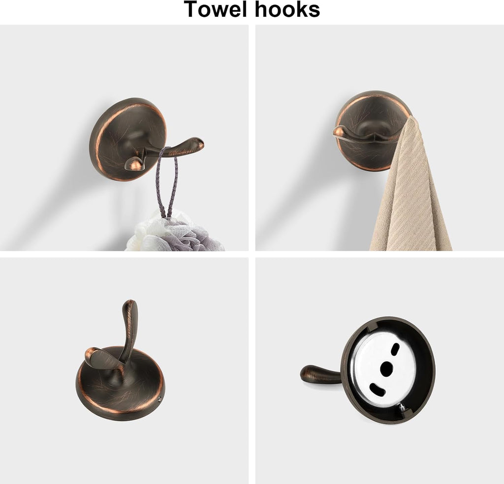 4 Piece Antique Bathroom Hardware Accessories Set Oil Rubbed Bronze,24 Inch Towel Bar Set,Towel Rack Set,Bathroom