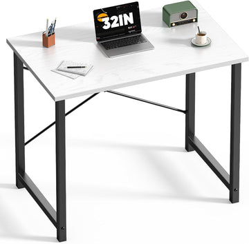 32 Inch Small Computer Desk, Modern Study Work Table Simple Style, Writing Desks with X-Shaped Reinforcement, Black