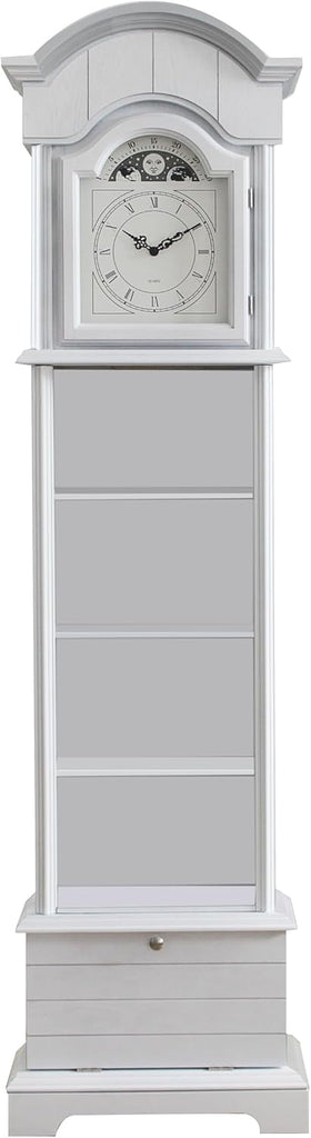 72'' Traditional Floor Standing Wood Grandfather Clock with White Finish