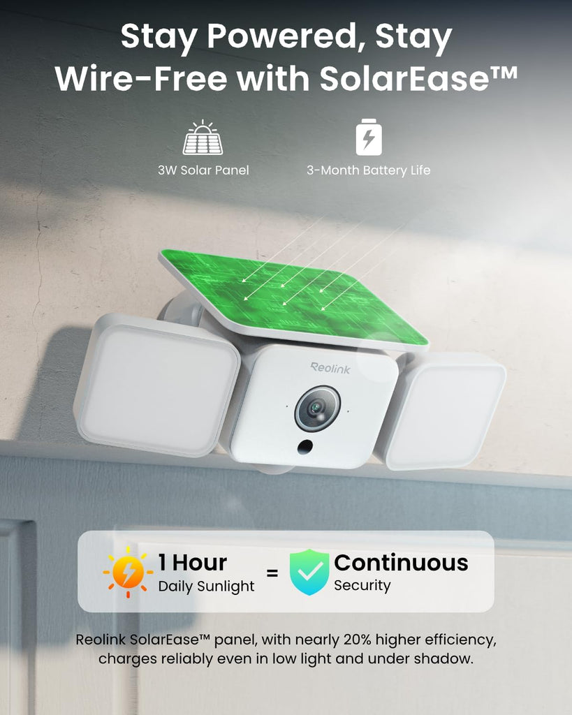Solar Floodlight Security Cameras Wireless Outdoor, Up to 1000lm | AI/PIR Motion-Activated Floodlight, 2K 150° Color