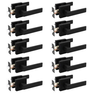 10 Pack Black Passage Door Levers Square Lever Non-Locking Lever Set Interior Keyless Door Handles Door Lock