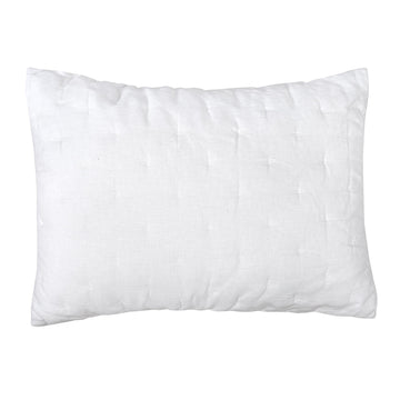 French Flax Signature Linen Sham - Standard Sham (20x26in.) - Tack Quilted Solid - White - Linen Front, Cotton Back