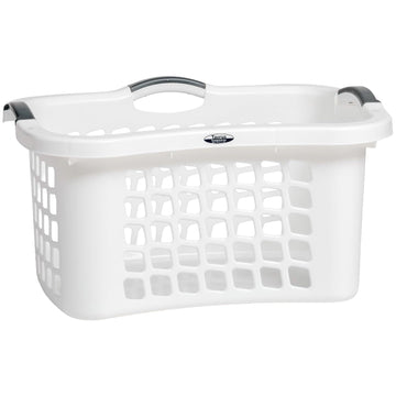 Comfort Grip Plastic Laundry Clothes Basket, Upright Design, White