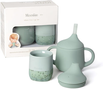 Baby Training Cup & Sippy Cup Set | 4 Months+ | Baby-Led Weaning Essential | Gift for Infants (Mint Cup Set, 2 Pack)