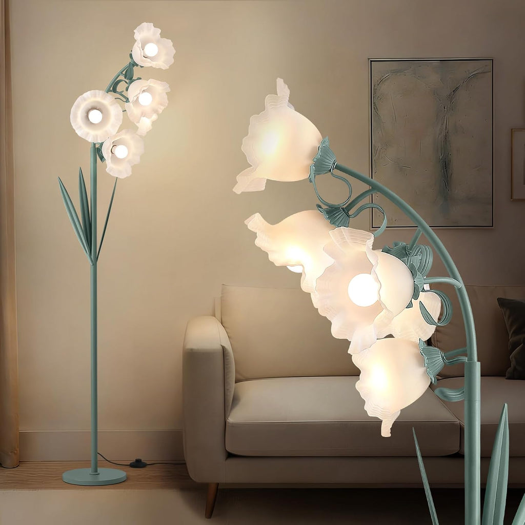 5 Light Flower Floor Lamp,3 Color Temperatures, LED Arc Floor Lamp with Foot Switch,Cute Floral Stan