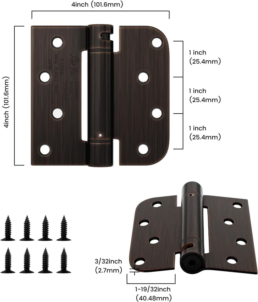Door Hinges Self Closing Spring Door Hinge Residential & Heavy-Duty Door Hardware with Square & 5/8" Radius Corners 4