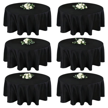 6 Pack Round Table Cloth 70 Inch Black Polyester Tablecloth Stain and Wrinkle Resistant Washable Table Cover for