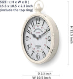 Menterry Oval Retro Wall Clock, Rustic Vintage Style, White Antique Design