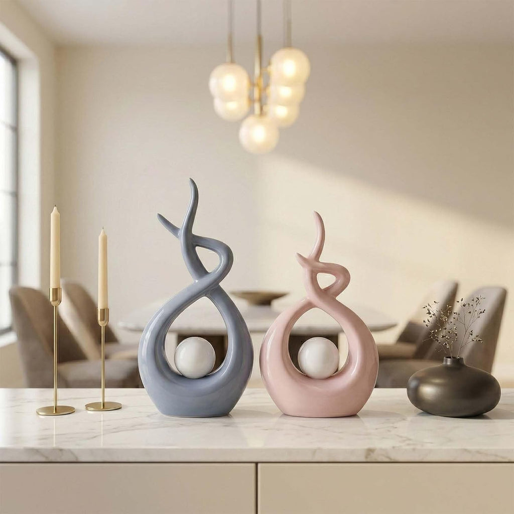 Abstract Ceramic Modern Sculpture, Knick Knacks Statues , Shelf, TV Stand, Coffee Table, Dining Room, Office