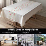 Table Cloth Embroidery Floral Pattern Wrinkle Free Heavy Weight Cotton Linen Farmhouse Tablecloth De
