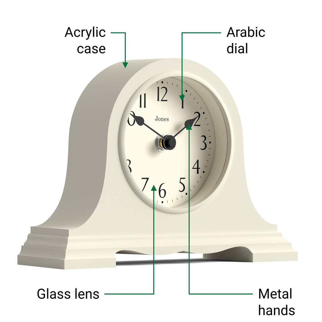 Speakeasy Small Mantel Clock | Napoleon's hat Design | Cream