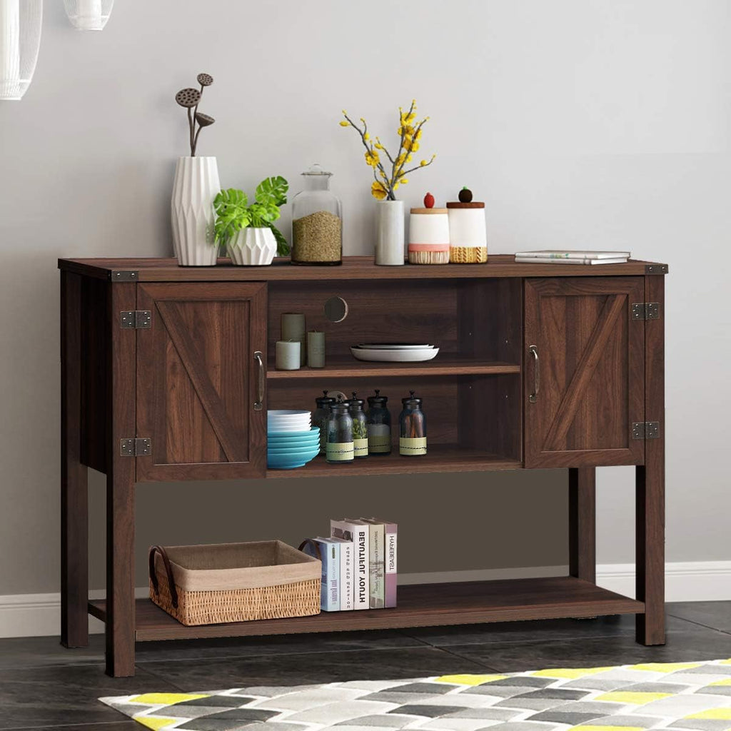 Console Table Buffet Table, Modern Sideboard with Storage Cabinets and Bottom Shelf