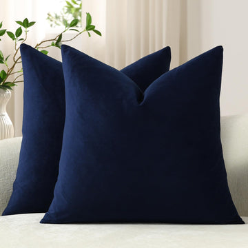 Throw Pillow Covers 22x22 Navy Blue: Pack of 2 Cozy Soft Velvet Square Modern Luxury Decorative Throw Pillow Cases