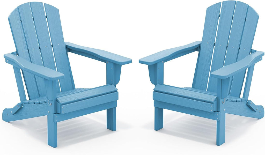 Outdoor Patio Chair, HDPE Plastic Adirondack Chair(2PC)