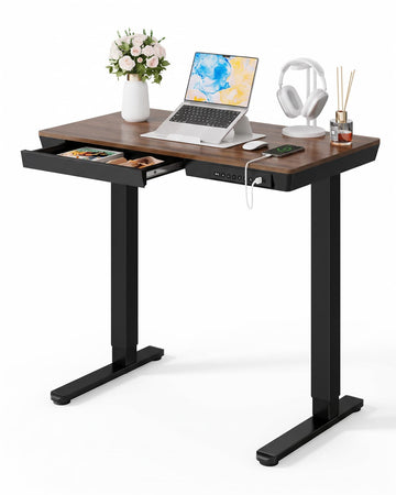 Electric Standing Desk, 35 x 20 Inch Sit Stand Desk, Walnut