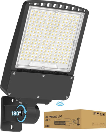 LED Parking Lot Light 150W - 5000K 22500lm UL Listed - Black Led Flood Lights Outdoor Pole Light with Photocell