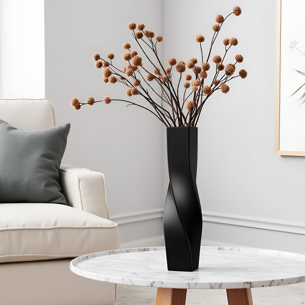 Tall Vase On Floor, 16.34" Twisted Geometric Flower Vase