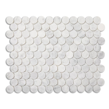 Carrara White Marble Stone 1 Inch Penny Italian Bianco Carrera Marble Mosaic Tile Wall Bathroom Shower Floor (5