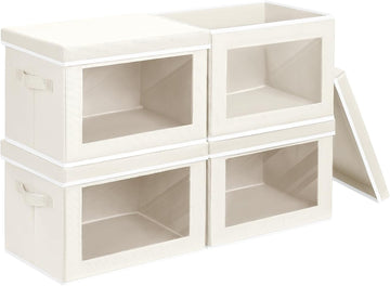 Fabric Storage Bins with Lids, Decorative Storage Boxes, Closet Storage Bins with Window, Storage Baskets for Closet