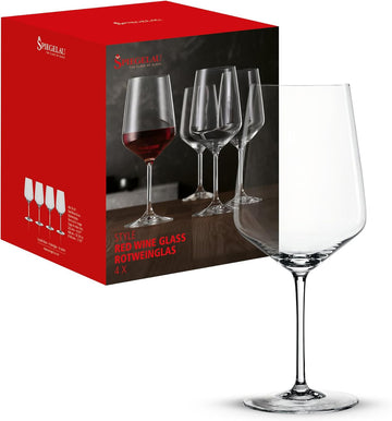Style Red Wine Glasses Set of 4 - Elegant Stemmed Crystal Wine Glassware for Cabernet, Merlot & Pinot Noir