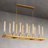 55" Farmhouse Chandelier with Glass Tube, Gold 12-Lights Modern Chandeliers Over Table 5Rectangular Luxurious Large Ceiling Pendant Lighting Fixture for Dining Living Room, Foyer A114-B0DZ66JFPW