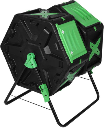 140L Dual Chamber 360 Degree Rotating Large Composter with Sliding Door