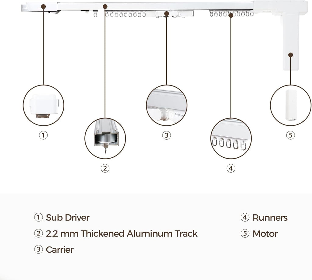 Electric Smart Curtain Track for Ceiling Mount and Wall Mount, 200 Inches Motorized Curtains Rail System Compatible