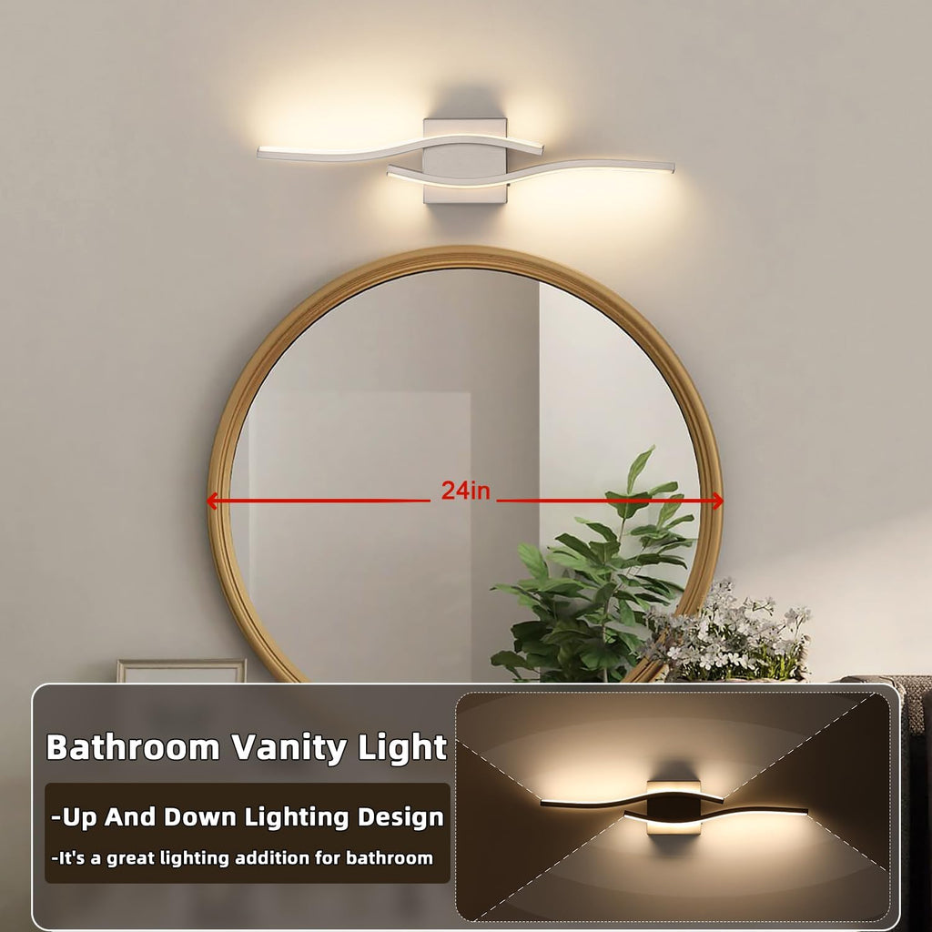 Brushed Nickel Bathroom Vanity Lights Fixtures Over Mirror 5CCT Dimmable Bathroom Light Fixture Modern Vanity