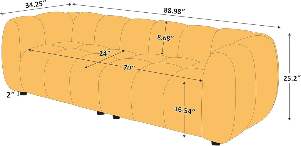 88" Oversized Boucle Sofa, Modern Upholstered Tufted Cloud Couch