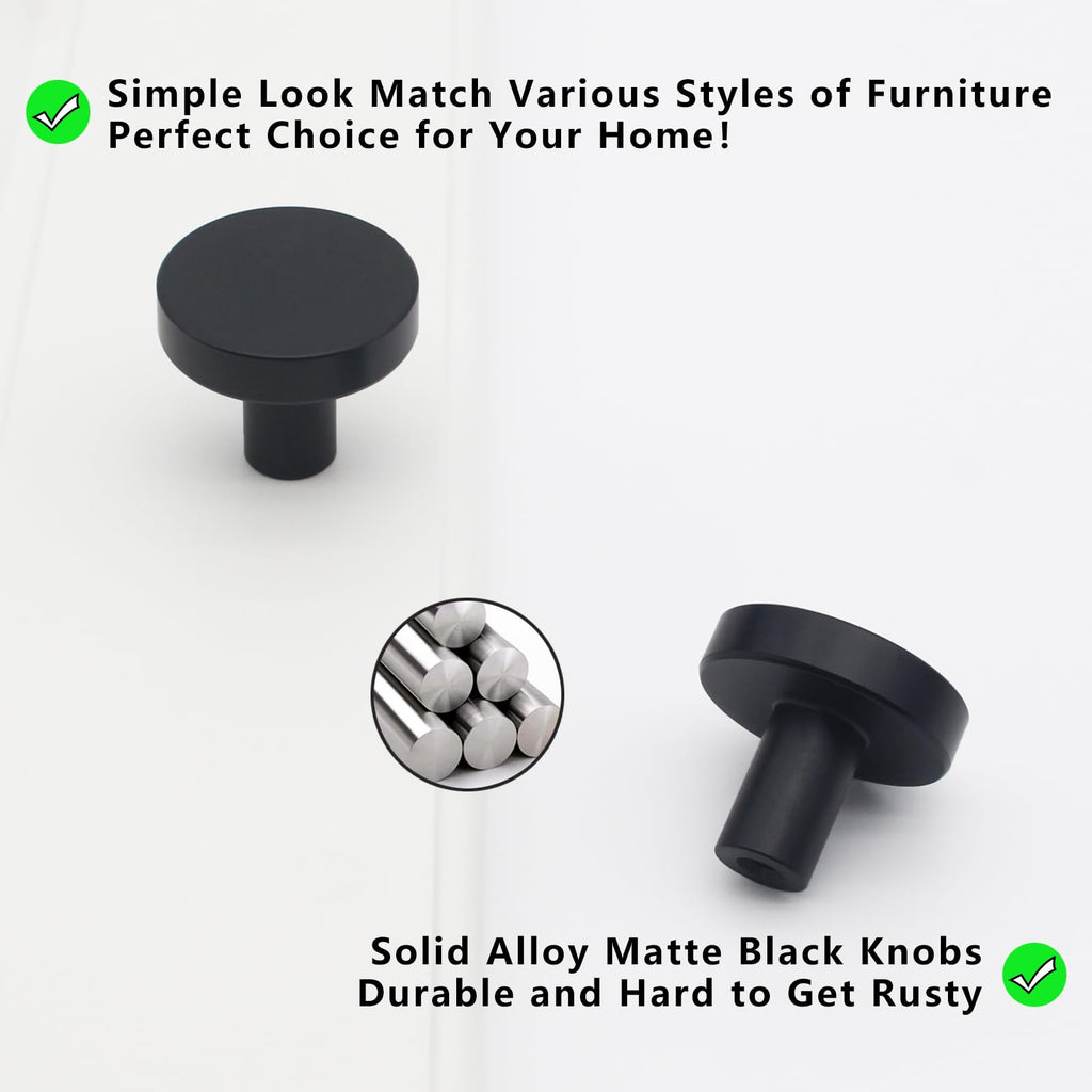 80 Pack Matte Black Cabinet Knobs, Dresser Pulls Drawer Handles