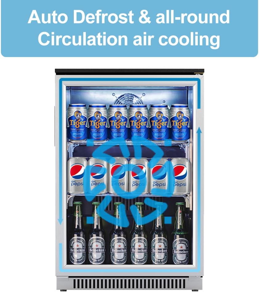 20 Inch Built in Beverage Fridge with Glass Door