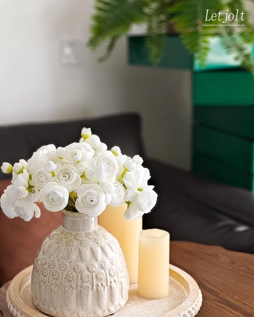 Ranunculus White Silk Flowers, 18 Pcs
