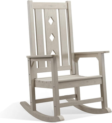 Oversized Outdoor Rocking Chair, Porch Rocker with High Back - Grey | All Weather Resistant rocking chair for Lawn