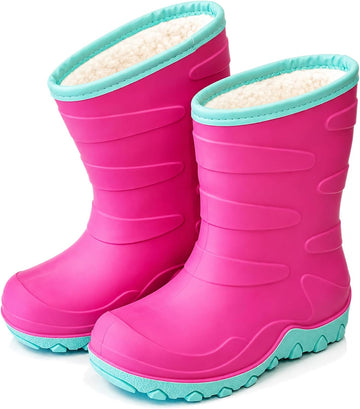 Toddler Winter Rain Boots, Insulated Waterproof Kids Boots for Boys Girls