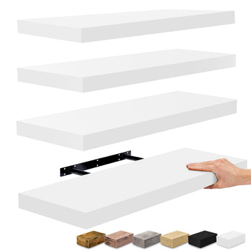 Floating Shelves for Wall, Wood Wall Storage (4 Pack, White)