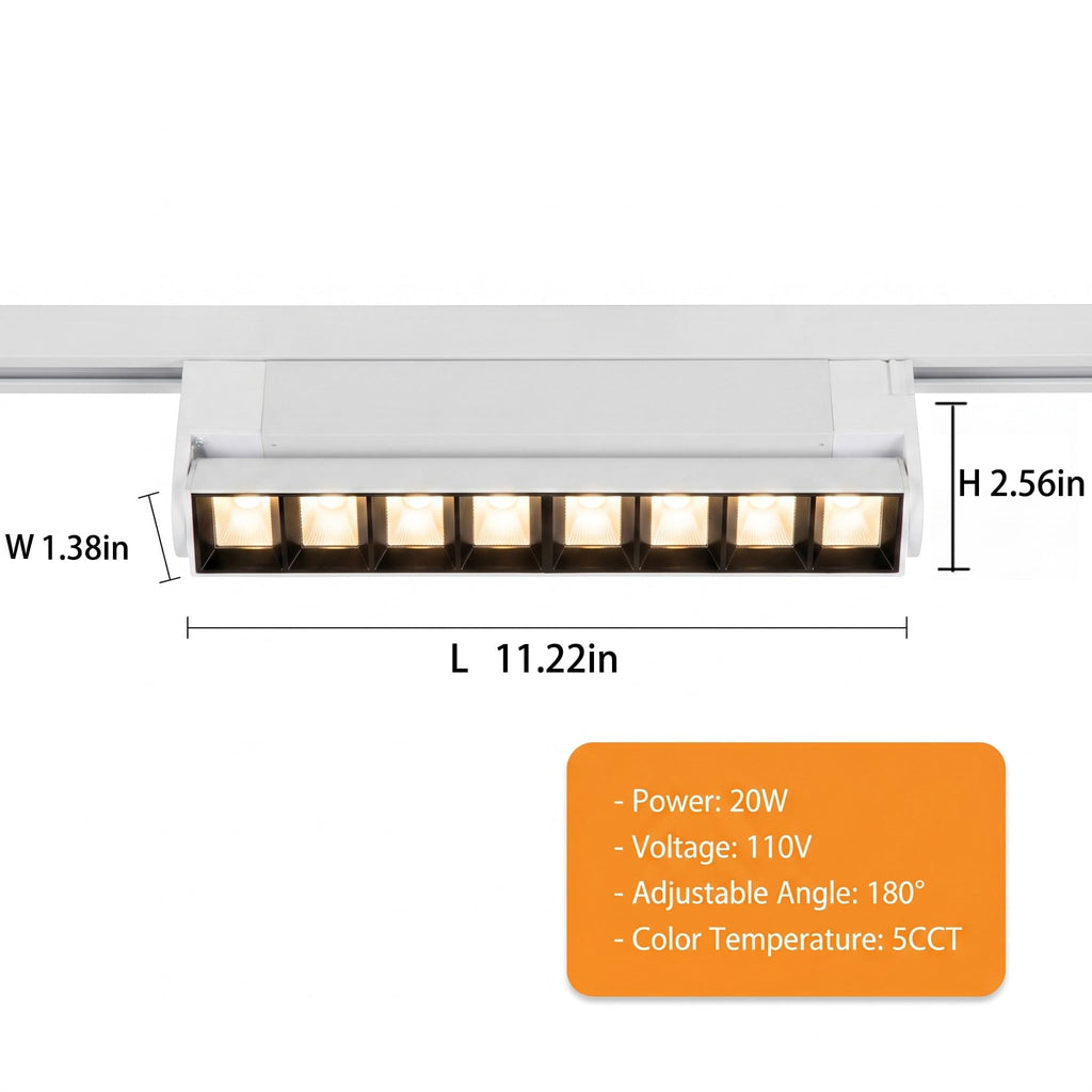 5 Color Linear H Track Lighting Heads Dimmable, White 20W 4 Pack
