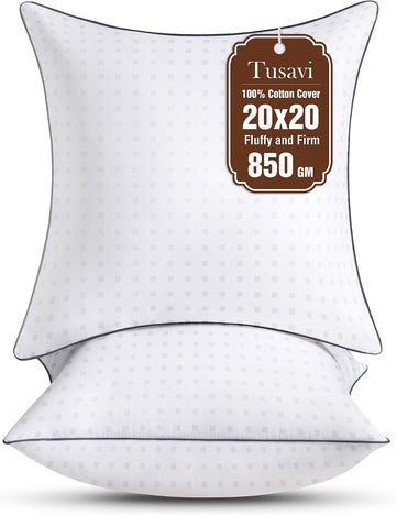 20"x20"Pillow Inserts with 100% Cotton Cover Decorative Square Throw 20 Pillows for Couch, Sofa and Bed - Set of 2