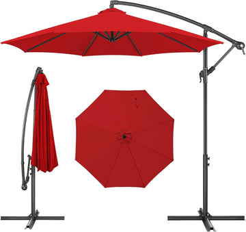 10ft Cantilever Patio Umbrella Outdoor, Large Offset Umbrella with Crank and Cross Base