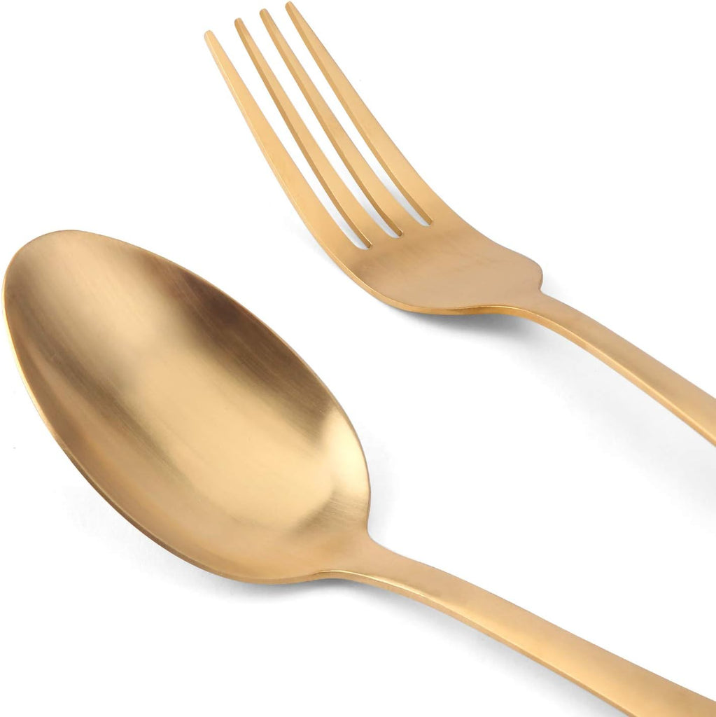 Matte Gold Silverware Set, Satin Finish 40-Piece Stainless Steel Flatware set, Tableware Cutlery Set Service for 8