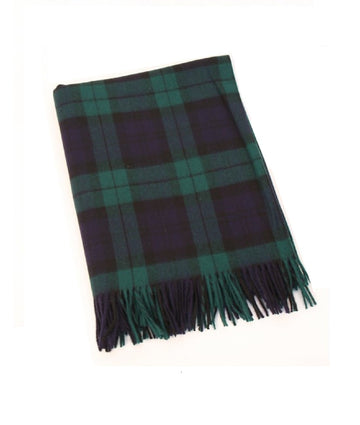 Irish Wool Throw Blanket, 54x71in, Blackwatch Plaid Tartan