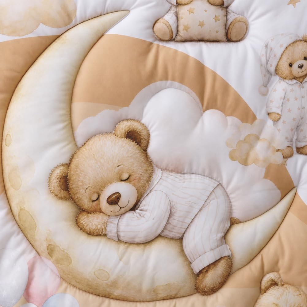 Baby Crib Bedding Set Bear Checked Neutral Nursery Comforter Bed Sets