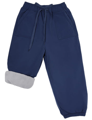 Fleece Lined Waterproof Rain Ski Winter Warm Hiking Pants for Toddlers Boys Girls with Pockets(Blue- )