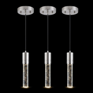 Brushed Nickel Pendant Lights Kitchen Island, Crystal Bubble Pendant Lights, Adjustable Modern Pendant Light Fixtures