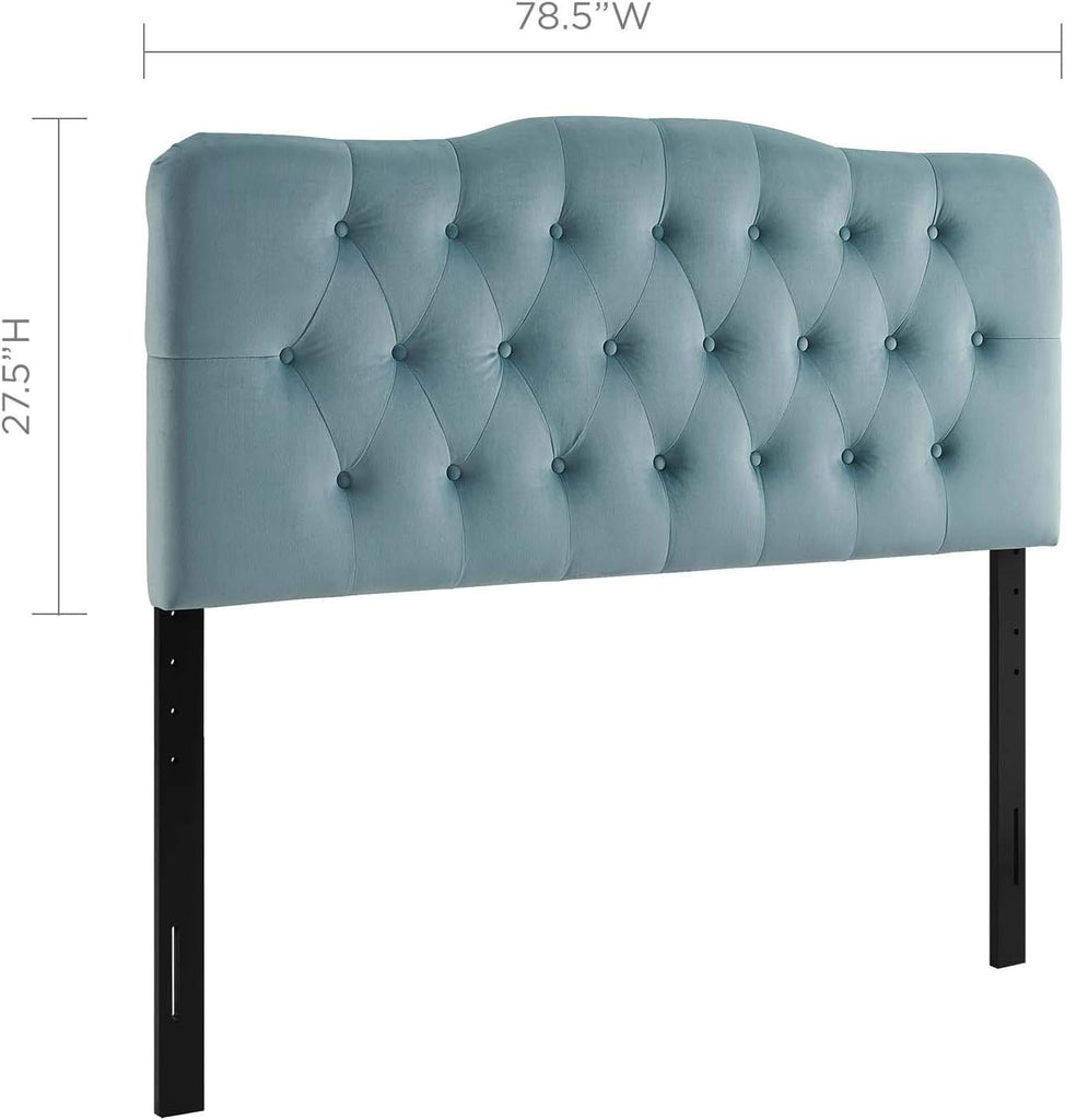 Annabel Diamond Tufted Performance Velvet King Headboard in Light Blue