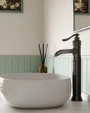 Waterfall Spout Oil Rubbed Bronze Bathroom Faucet Single Handle One Hole Vessel Sink Faucet ORB Lavatory Faucets Deck