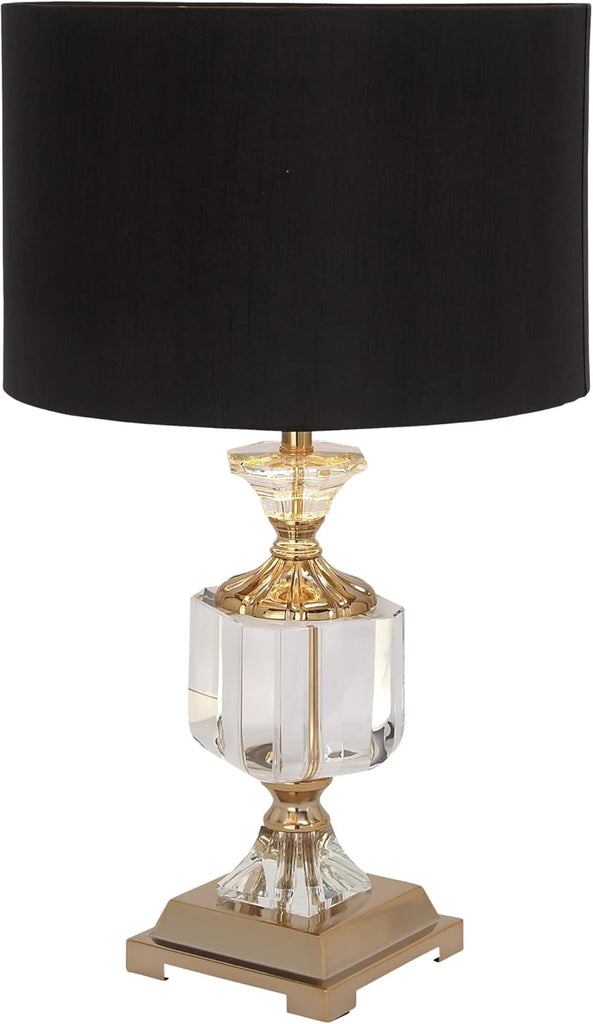 79 Crystal Room Table Lamp Accent Lamp with Gold Accents, Lamp 14" x 14" x 24", Black