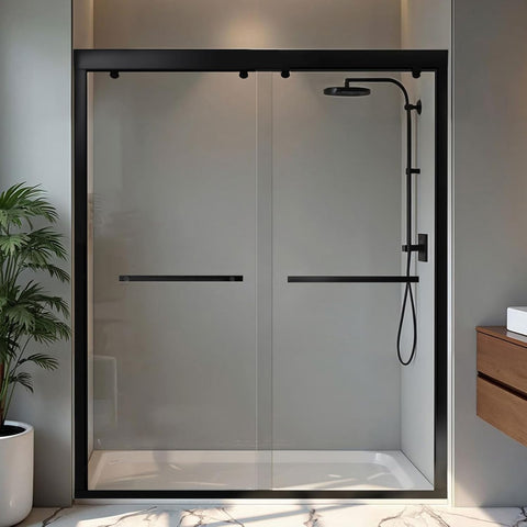 Shower Door 56-60" W x 72" H, Semi-Frameless Sliding Glass Shower Door