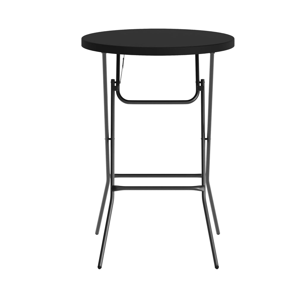 2.6-Foot Round Black Plastic Folding Table